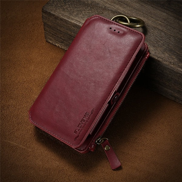 FLOVEME Genuine Leather Wallet Case For iPhone X 8 7 6 6S 5 5S SE