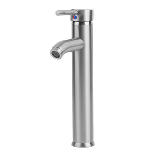 Stainless Steel Tall Silver Bathroom Deck Mounted Vessel Sink Faucet