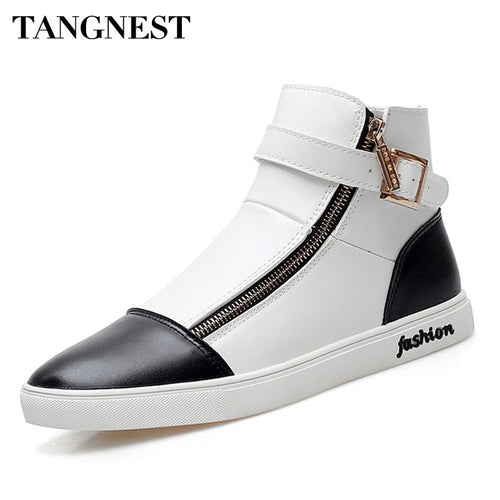 Men High Top Shoes Fashion Side Zipper Men's Ankle Boots