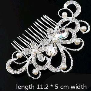 Women Wedding Silver Crystal Rhinestone Diamante Flower Hair Clip