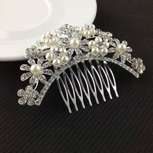 Women Wedding Silver Crystal Rhinestone Diamante Flower Hair Clip