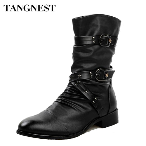 Men Martin Boots Pu Leather Men Rivet Shoes