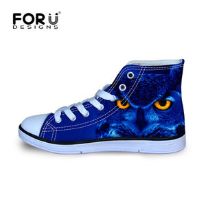 Men Cool 3D Animals Black Owl Printed Shoes