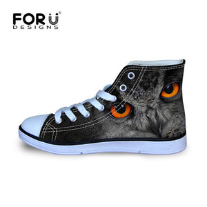 Men Cool 3D Animals Black Owl Printed Shoes