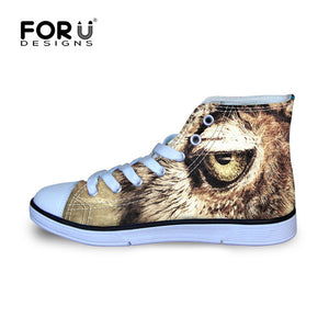 Men Cool 3D Animals Black Owl Printed Shoes