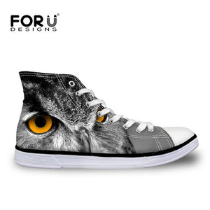 Men Cool 3D Animals Black Owl Printed Shoes