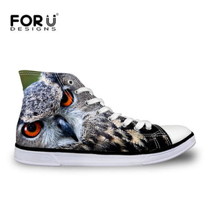 Men Cool 3D Animals Black Owl Printed Shoes