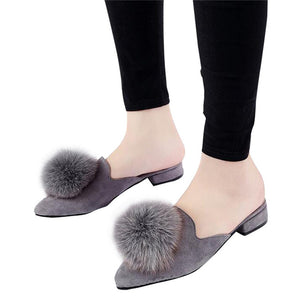 Woman Mules Spring and Autumn Pumps Flock Vamp Shoes