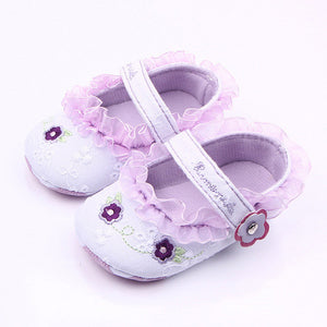 Boy & Girl Lace Flower Embroidery Floor Shoes