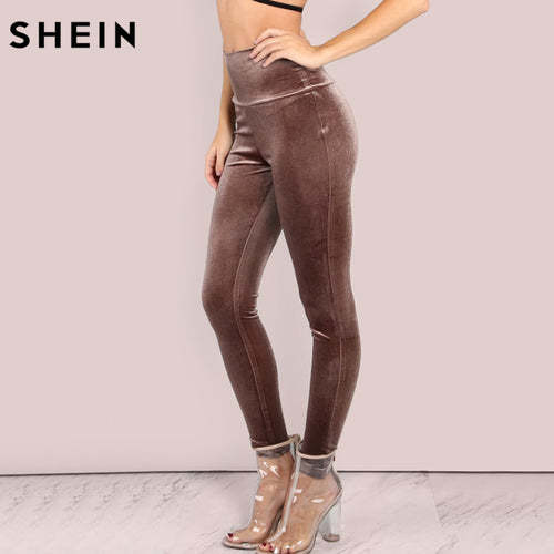 Womens Brown Velvet Leggings Pants