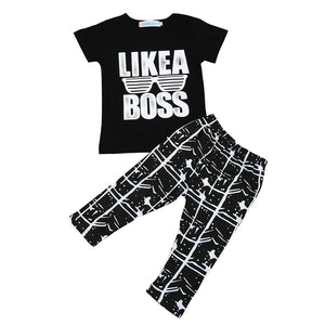 Boy 2PCS Toddler Kids Letter T shirt Tops Pants Set