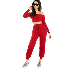 Women Red Two Piece Set Top and Pants Set