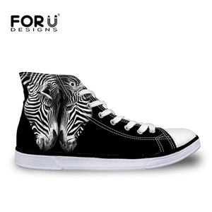 Men Canvas Shoes 3D Horse Panda High-top Shoes