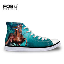 Men Canvas Shoes 3D Horse Panda High-top Shoes