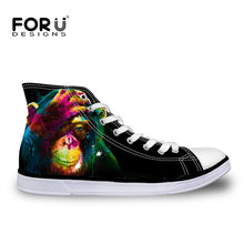 Men Canvas Shoes 3D Horse Panda High-top Shoes