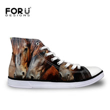 Men Canvas Shoes 3D Horse Panda High-top Shoes