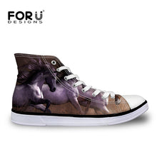 Men Canvas Shoes 3D Horse Panda High-top Shoes