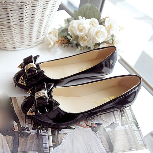 Women Spring Autumn Toe Flat Heel Bow Tie Shoes