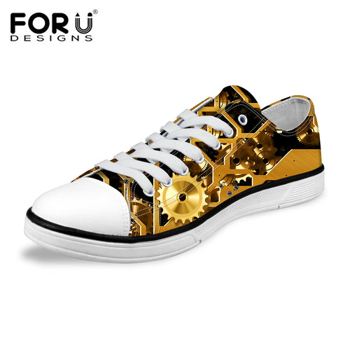 Men 3D Mechanical Gear Prints Classic Low Style Shoes
