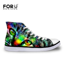 Men Vulcanize Shoes Colorful Animal Cool Cat Print Shoes