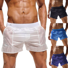 Mens Sexy Translucent Elastic Waist Joggers Fitness Beach Shorts