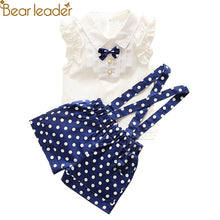 Girl Bow T-shirt+Strap Polka Dot Pants Sets