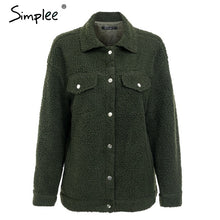 Women Faux lambswool button jacket coat